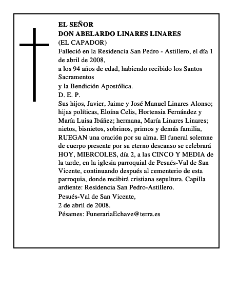 DON ABELARDO LINARES LINARES