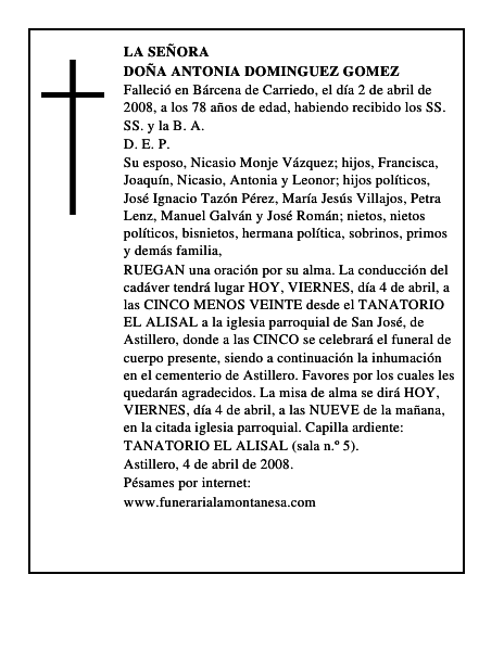 DOÑA ANTONIA DOMINGUEZ GOMEZ