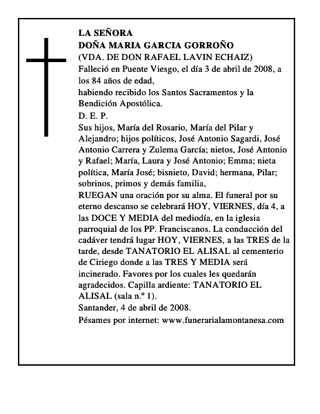 DOÑA MARIA GARCIA GORROÑO