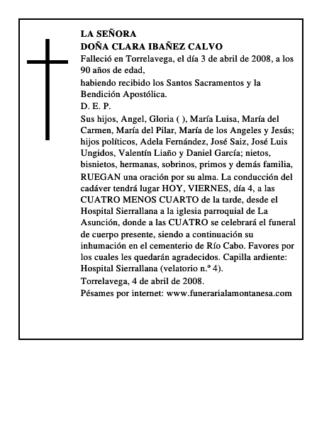 DOÑA CLARA IBAÑEZ CALVO