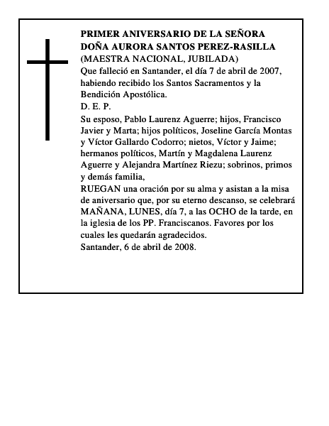 DOÑA AURORA SANTOS PEREZ-RASILLA