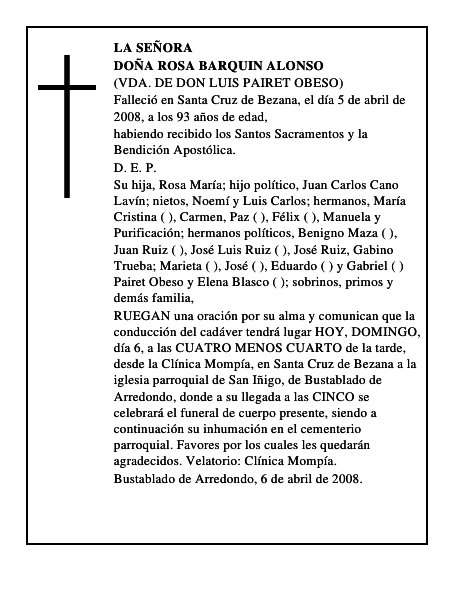 DOÑA ROSA BARQUIN ALONSO
