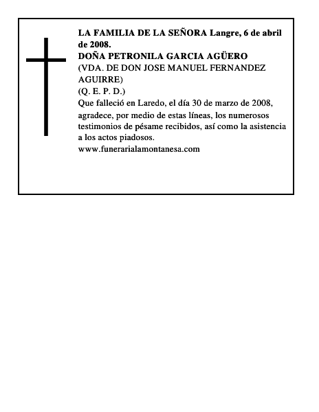 DOÑA PETRONILA GARCIA AGÜERO