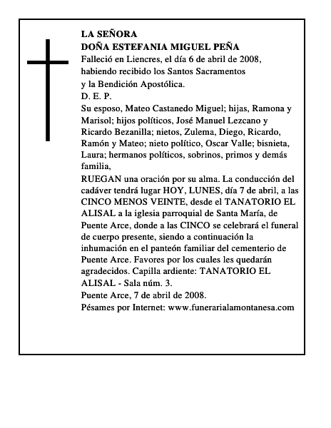 DOÑA ESTEFANIA MIGUEL PEÑA