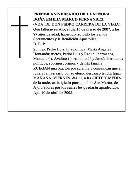 DOÑA EMILIA MARCO FERNANDEZ
