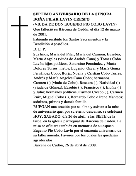 DOÑA PILAR LAVIN CRESPO