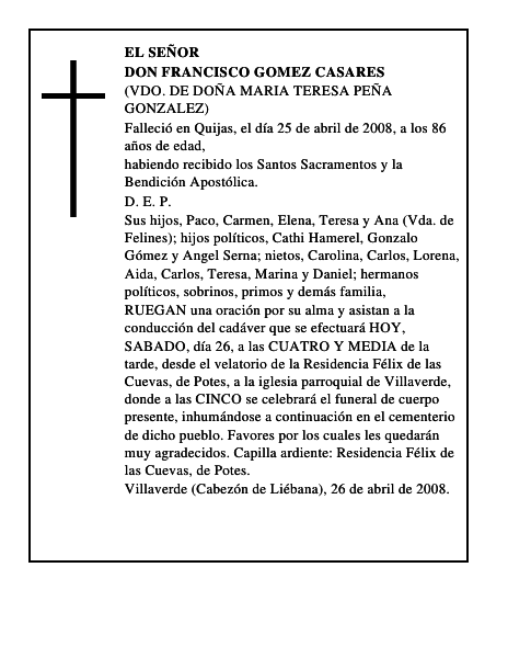 DON FRANCISCO GOMEZ CASARES