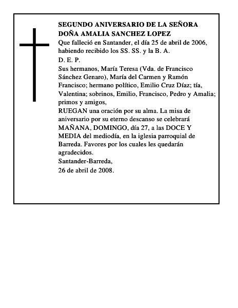 DOÑA AMALIA SANCHEZ LOPEZ