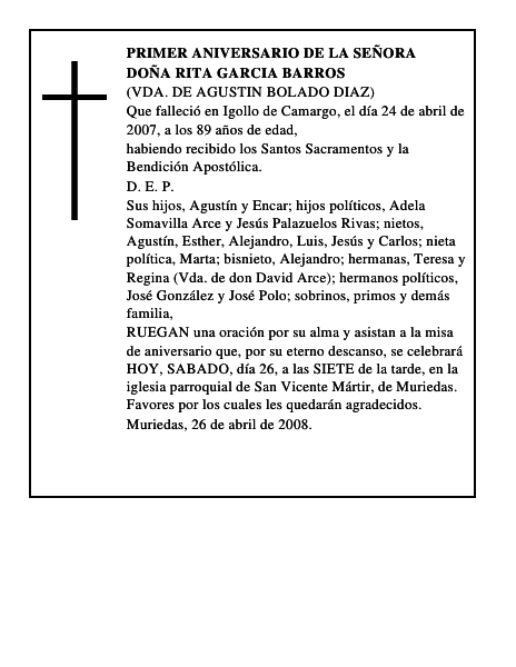 DOÑA RITA GARCIA BARROS