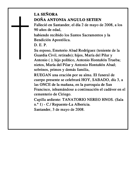 DOÑA ANTONIA ANGULO SETIEN