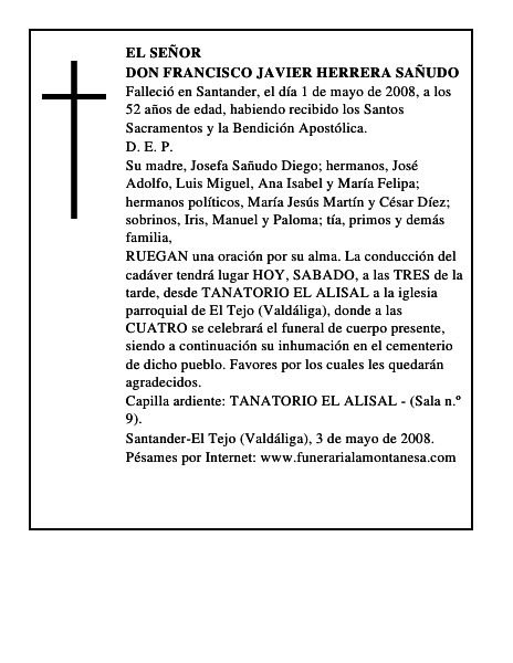 DON FRANCISCO JAVIER HERRERA SAÑUDO