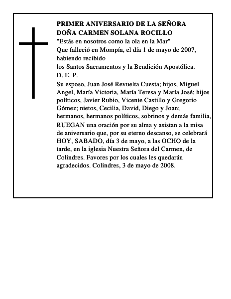 DOÑA CARMEN SOLANA ROCILLO