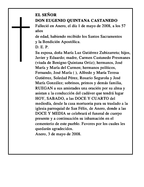 DON EUGENIO QUINTANA CASTANEDO