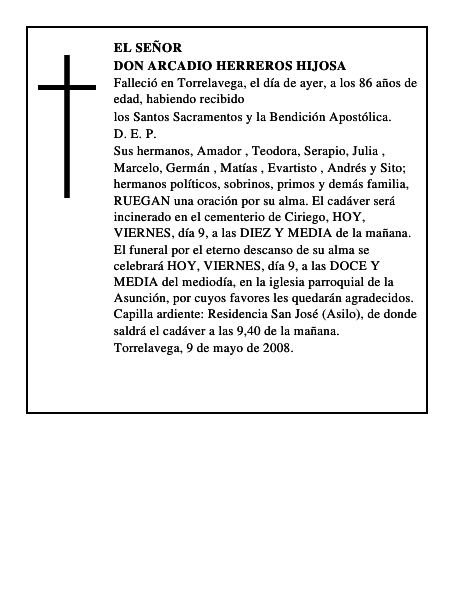 DON ARCADIO HERREROS HIJOSA