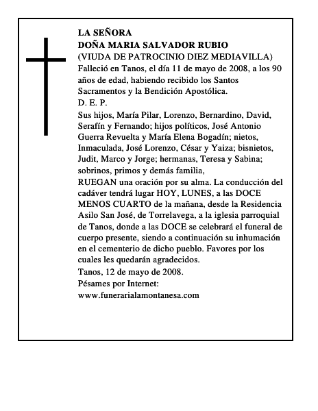 DOÑA MARIA SALVADOR RUBIO