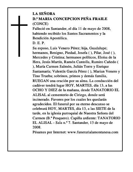 D.ª MARIA CONCEPCION PEÑA FRAILE