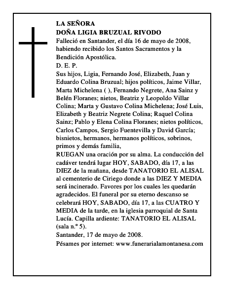 DOÑA LIGIA BRUZUAL RIVODO