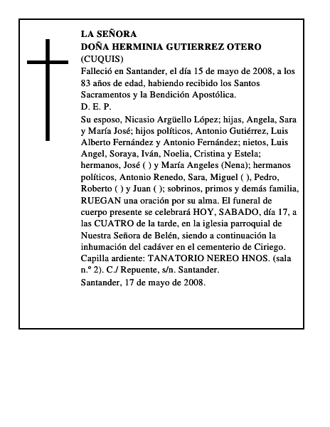 DOÑA HERMINIA GUTIERREZ OTERO