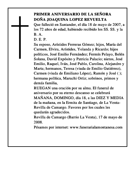 DOÑA JOAQUINA LOPEZ REVUELTA