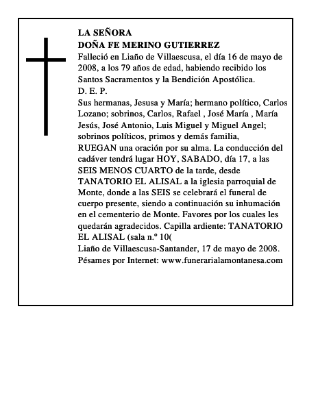 DOÑA FE MERINO GUTIERREZ
