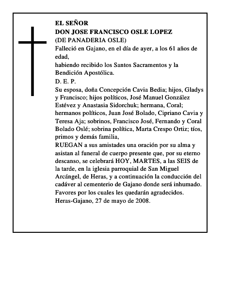 DON JOSE FRANCISCO OSLE LOPEZ