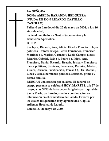 DOÑA AMELIA BARANDA HELGUERA