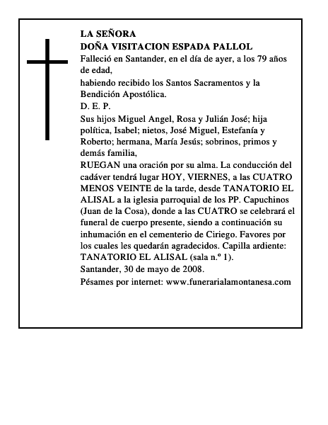 DOÑA VISITACION ESPADA PALLOL