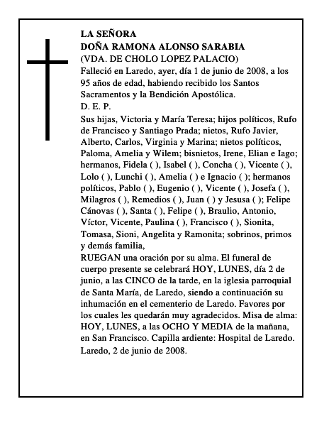DOÑA RAMONA ALONSO SARABIA