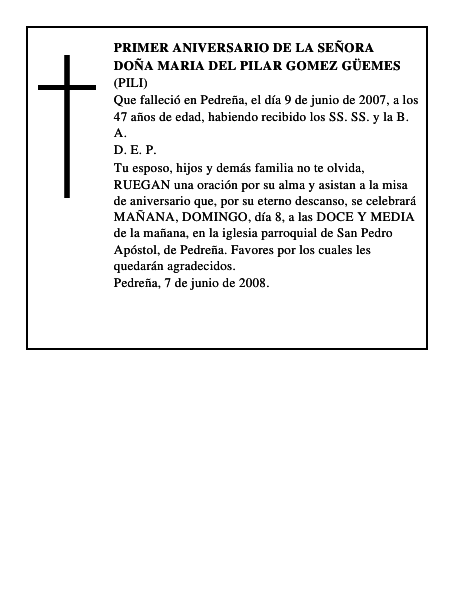 DOÑA MARIA DEL PILAR GOMEZ GÜEMES