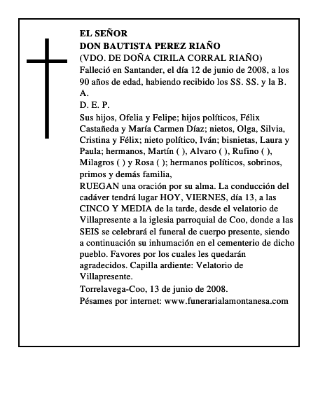 DON BAUTISTA PEREZ RIAÑO