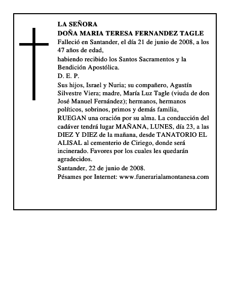 DOÑA MARIA TERESA FERNANDEZ TAGLE