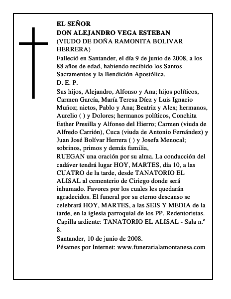 DON ALEJANDRO VEGA ESTEBAN
