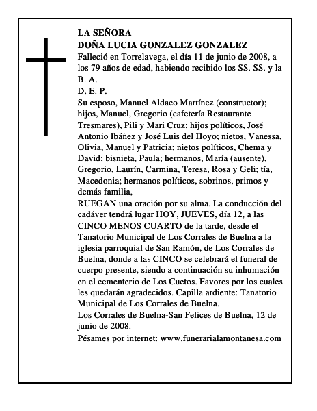 DOÑA LUCIA GONZALEZ GONZALEZ
