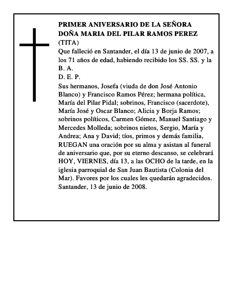 DOÑA MARIA DEL PILAR RAMOS PEREZ