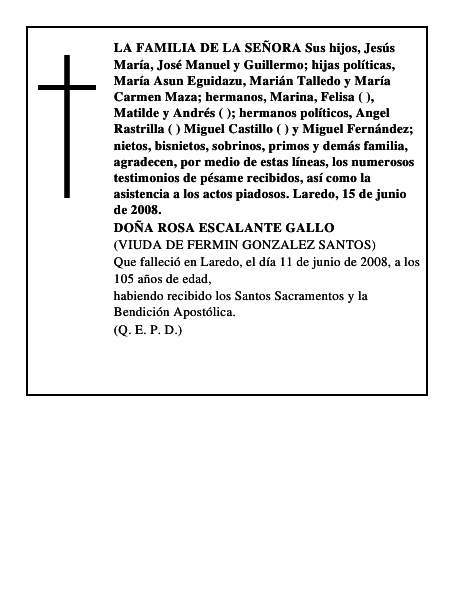 DOÑA ROSA ESCALANTE GALLO
