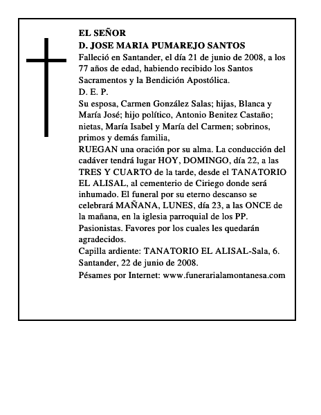 D. JOSE MARIA PUMAREJO SANTOS
