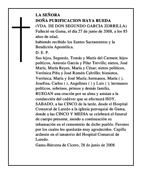 DOÑA PURIFICACION HAYA RUEDA