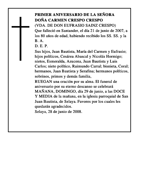 DOÑA CARMEN CRESPO CRESPO