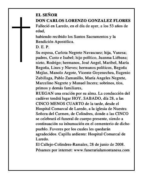 DON CARLOS LORENZO GONZALEZ FLORES