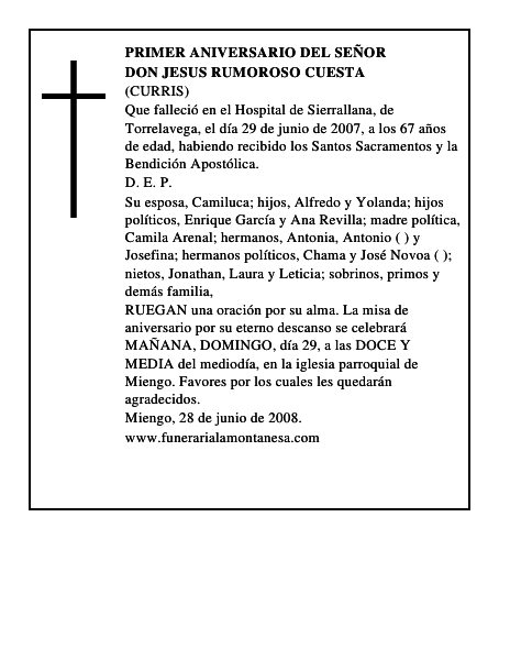 DON JESUS RUMOROSO CUESTA