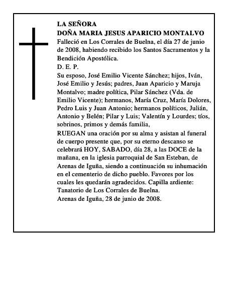 DOÑA MARIA JESUS APARICIO MONTALVO