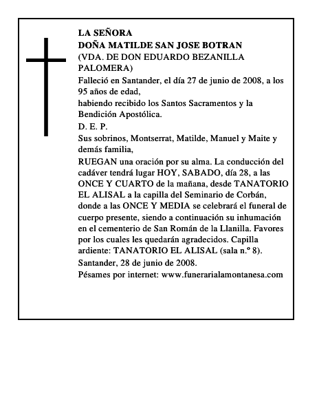 DOÑA MATILDE SAN JOSE BOTRAN