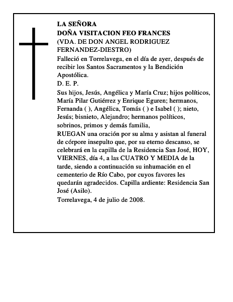 DOÑA VISITACION FEO FRANCES