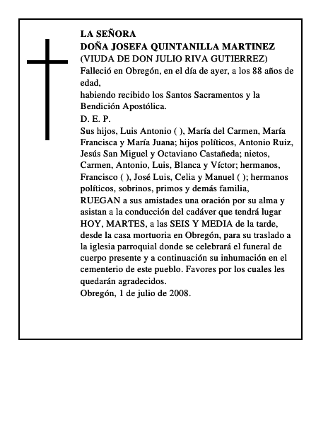 DOÑA JOSEFA QUINTANILLA MARTINEZ