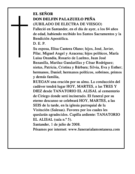 DON DELFIN PALAZUELO PEÑA