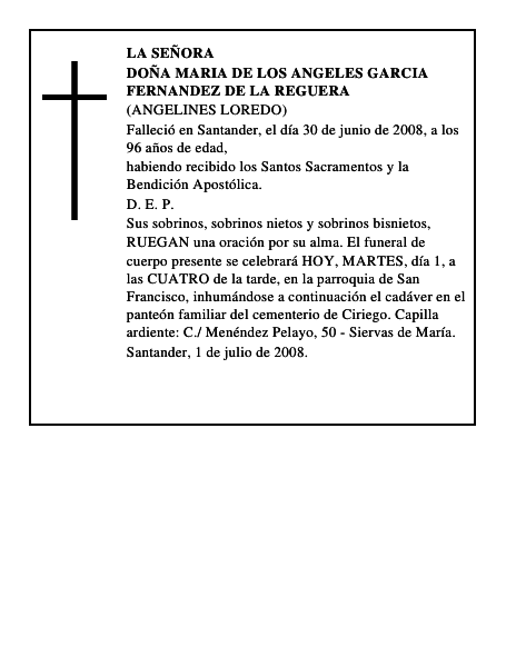 DOÑA MARIA DE LOS ANGELES GARCIA FERNANDEZ DE LA REGUERA
