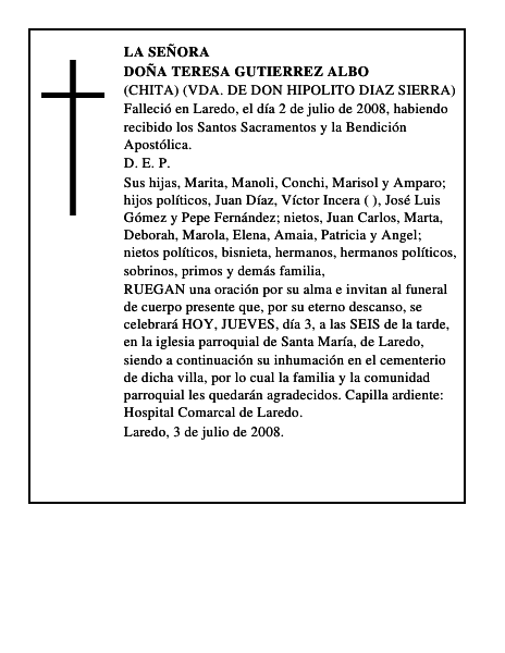DOÑA TERESA GUTIERREZ ALBO