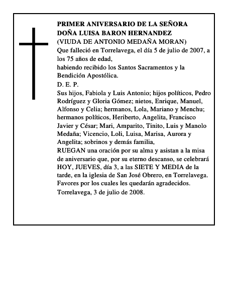 DOÑA LUISA BARON HERNANDEZ