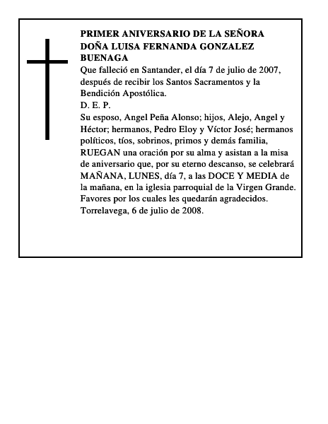 DOÑA LUISA FERNANDA GONZALEZ BUENAGA