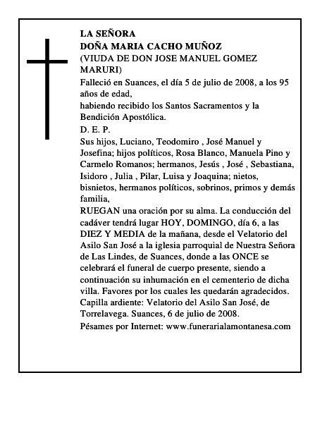 DOÑA MARIA CACHO MUÑOZ